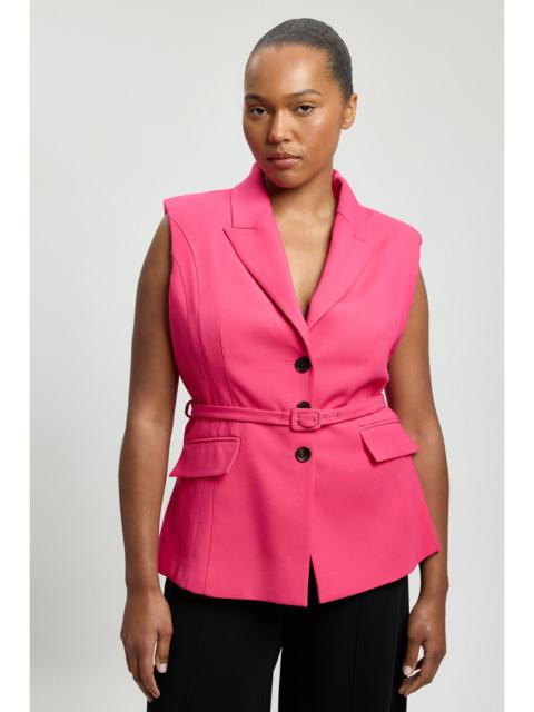 KAREN MILLEN Plus Size Tailored Structured Crepe Belted Sleeveless Blazer