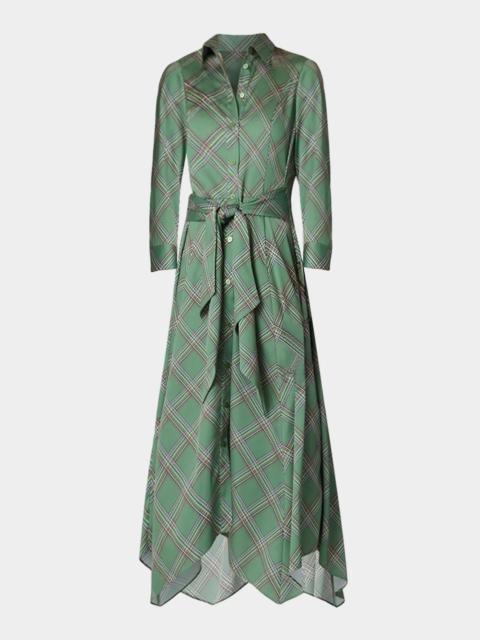 Shoshanna Laine Plaid Charmeuse Midi Shirtdress