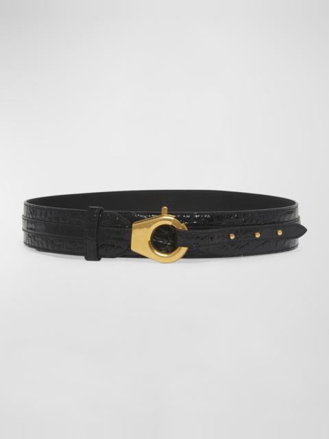 TOM FORD Croc-Embossed Patent Leather Belt