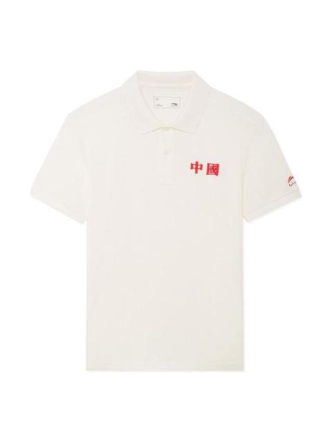 Li-Ning Lifestyle Polo Tee 'White Red' APLS243-1