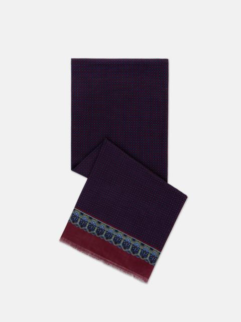 J. PRESS MADE-IN-ENGLAND BURGUNDY FOULARD WOOL/SILK SCARF