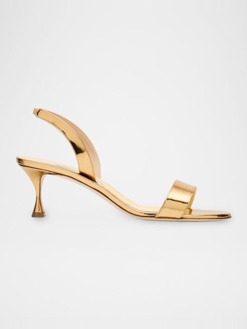 Manolo Blahnik 50mm Cupisanpla Metallic Leather Sandals