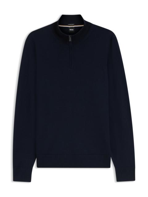 BOSS MERINO-WOOL SWEATER WITH ZIPPER NECK