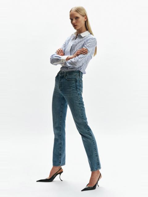 BARDOT 030 Mid Rise Straight Leg Jean In Mid Blue