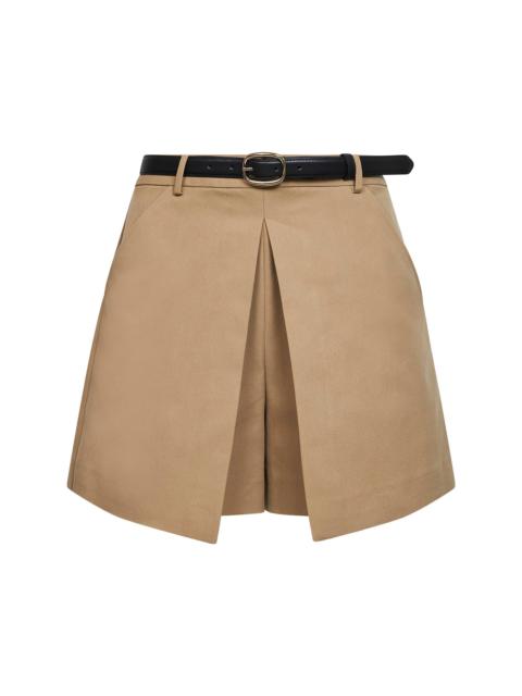 self-portrait Beige cotton blend gabardine belted skort