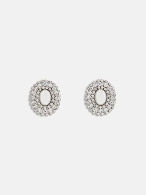 Alessandra Rich OVAL CRYSTAL EARRINGS WITH PEARL