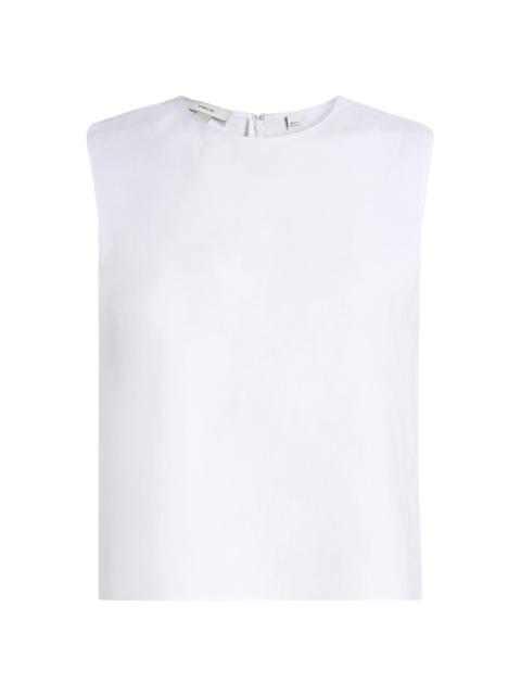 Vince Women's Linen-Blend Crewneck Shell Top - Optic White