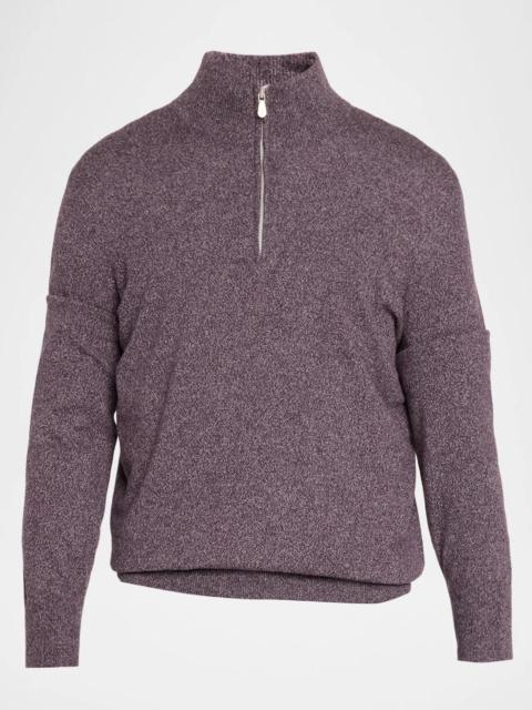 Brunello Cucinelli Men's Cashmere Mouline Quarter-Zip Sweater