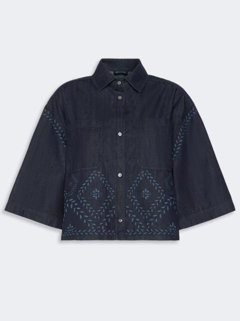 WEEKEND Max Mara ALARE Boxy shirt in laser-treated cotton denim - NAVY