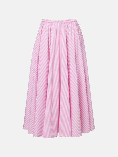 PATOU Pleated striped cotton poplin midi skirt
