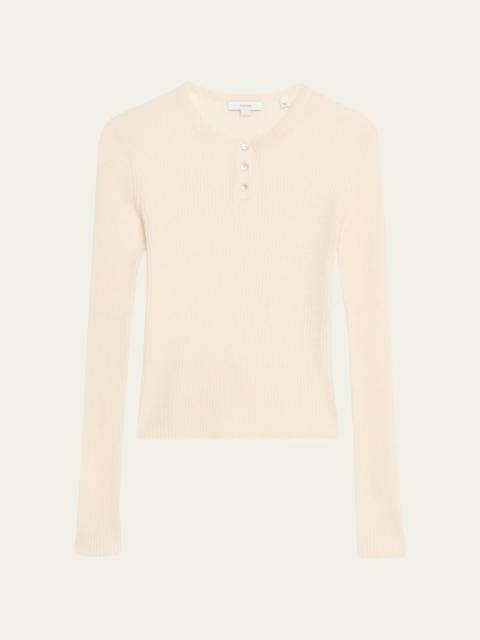 Vince Ribbed Long-Sleeve Henley