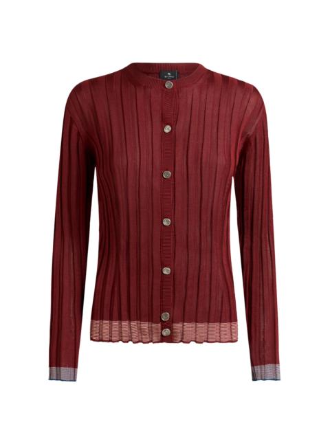 Etro Ribbed-Knit Cardigan burgundy