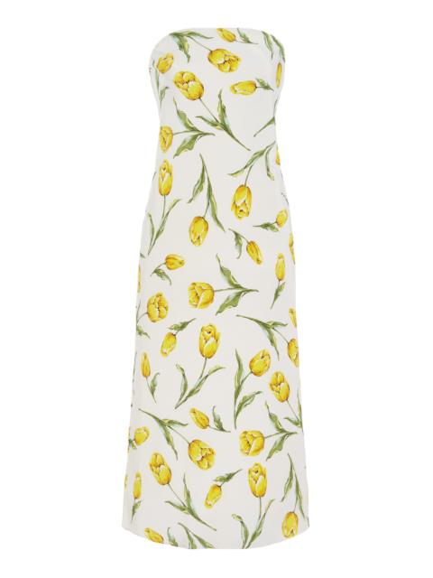 RODARTE Tulip Silk Crepe Strapless Dress floral
