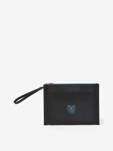 KENZO Large leather Ekusson Tiger pouch