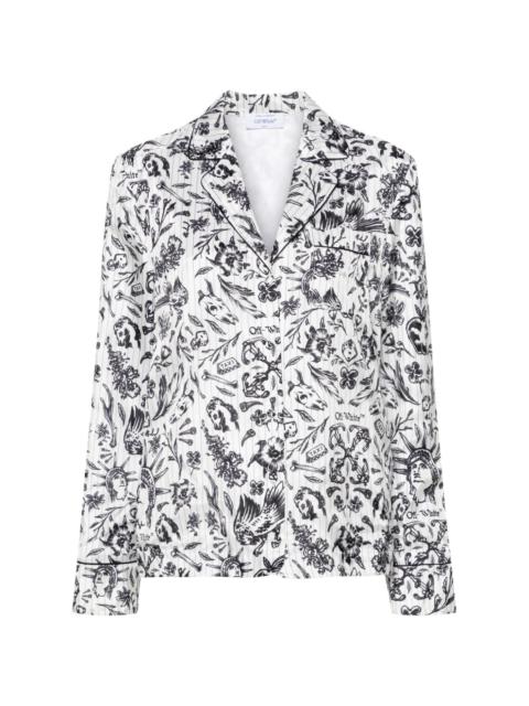 Off-White floral-print satin shirt