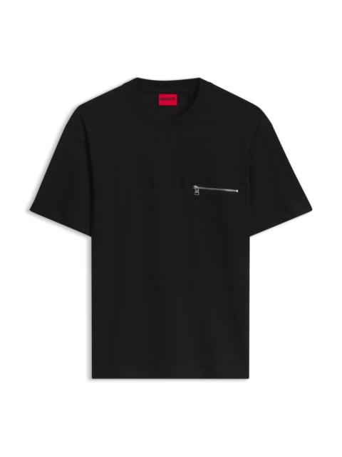 HUGO RELAXED-FIT T-SHIRT IN COTTON WITH ZIPPERED CHEST POCKET