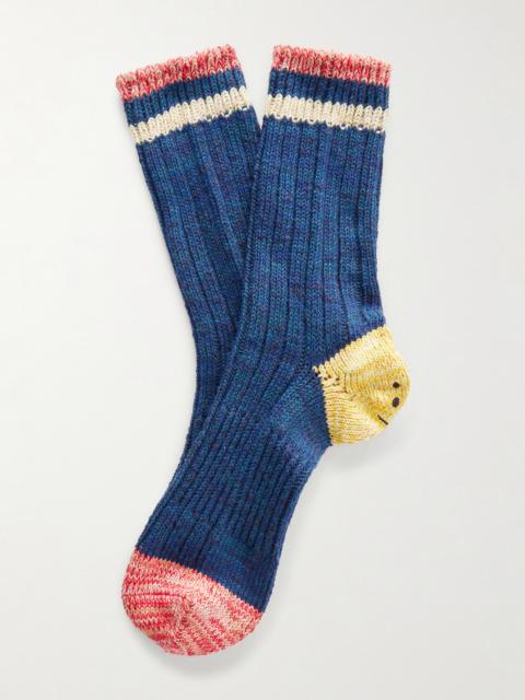 Kapital Ivy Rainbowy Happy Heel Cotton and Hemp-Blend Socks