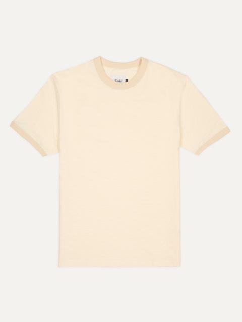 Drake's Ecru Tonal Ringer T-Shirt