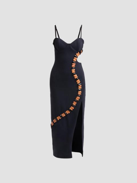 PatBO Women's Delya Stone Knit Midi Dress - Black