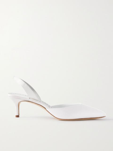 Manolo Blahnik Carolyne Bridal 50 satin slingback pumps White