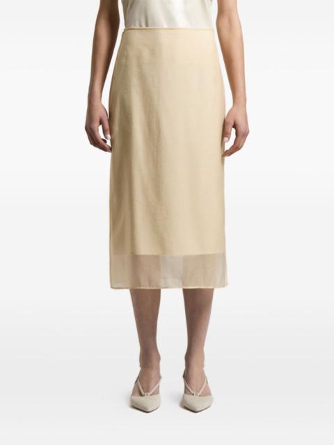 PESERICO silk-panelled midi skirt