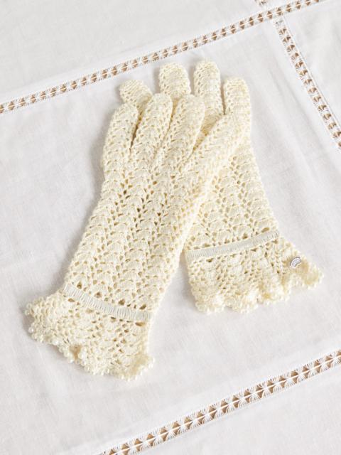 Gohar World Pearl-like Trimmed Crocheted Cotton Gloves