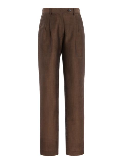 The Row Norbert Mohair-Wool Melange Straight-Leg Pants brown