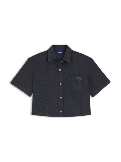 HUGO RELAXED-FIT CROPPED BLOUSE IN LIGHTWEIGHT DENIM