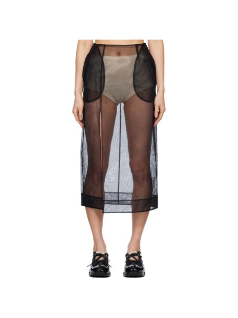 Simone Rocha Black Sheer Slit Pencil Midi Skirt