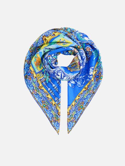 CAMILLA LARGE CRYSTALLED SILK SQUARE SCARF