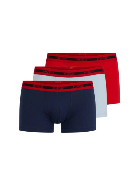 HUGO THREE-PACK OF STRETCH-COTTON TRUNKS WITH LOGO WAISTBANDS