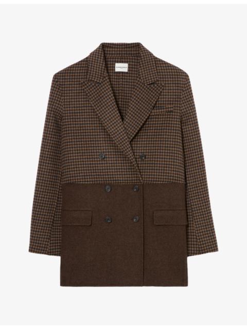 Claudie Pierlot Checked Peak-Lapel Wool-Blend Coat