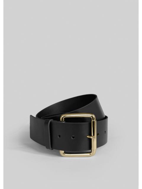The Frankie Shop Marty Leather Belt - Black/Gold