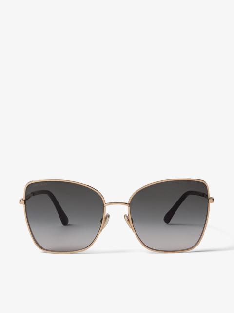 JIMMY CHOO Alexis
Rose Gold Square-Frame Sunglasses with Glitter