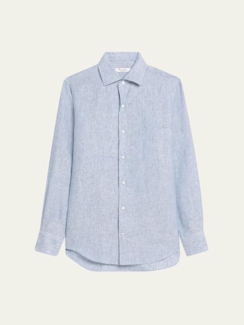 Loro Piana Andre Button Down Linen Solaire Shirt