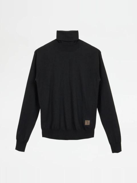 Tod's HIGH NECK JUMPER IN CASHMERE - BLACK
