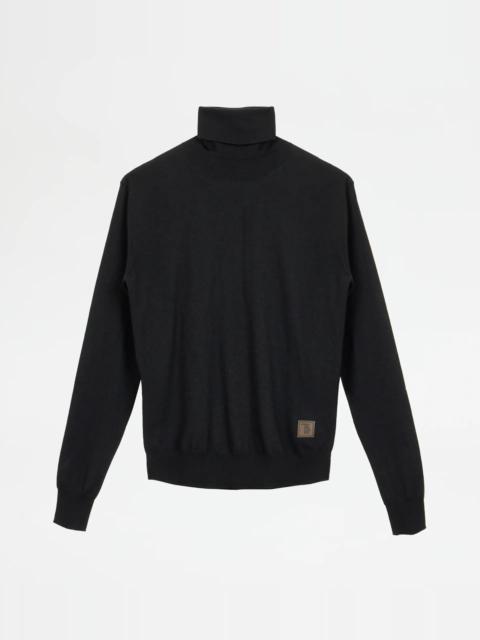 Tod's HIGH NECK JUMPER IN CASHMERE - BLACK