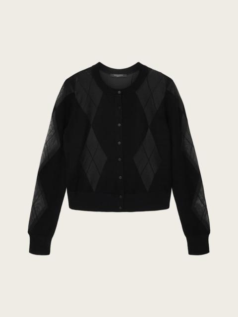 ALLSAINTS BERN WOOL BLEND ARGYLE CARDIGAN