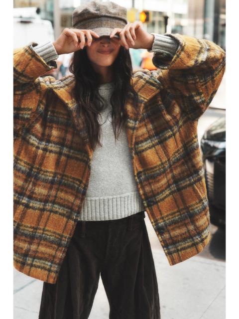 FREE PEOPLE Beau Plaid Cocoon Coat