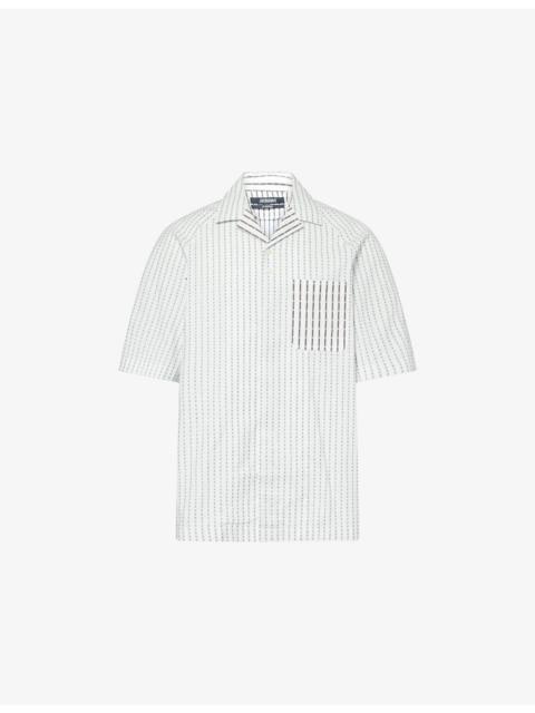 JACQUEMUS La Romarin Brand-Print Cotton Shirt
