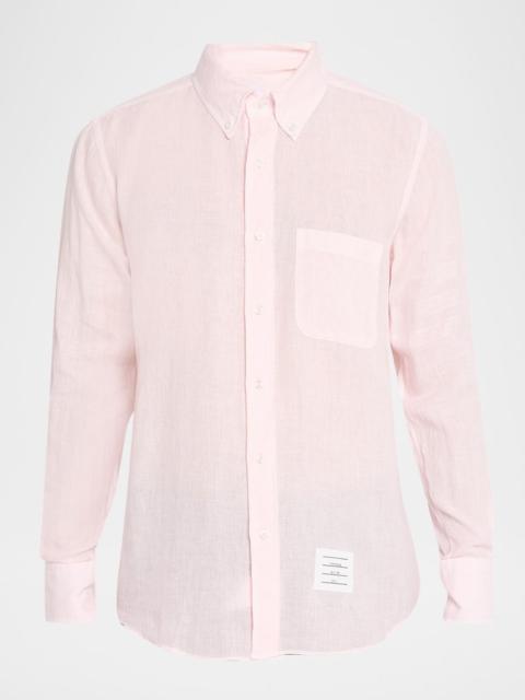 Thom Browne Men's Linen Garment Dyed Button-Down Shirt