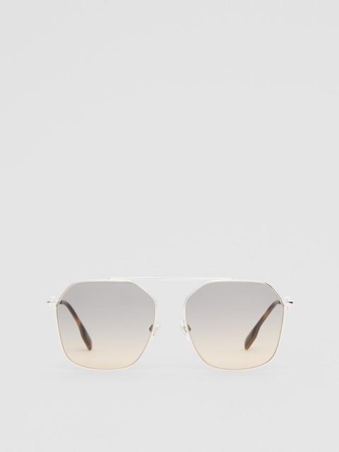 Burberry Chain-link Detail Geometric Frame Sunglasses