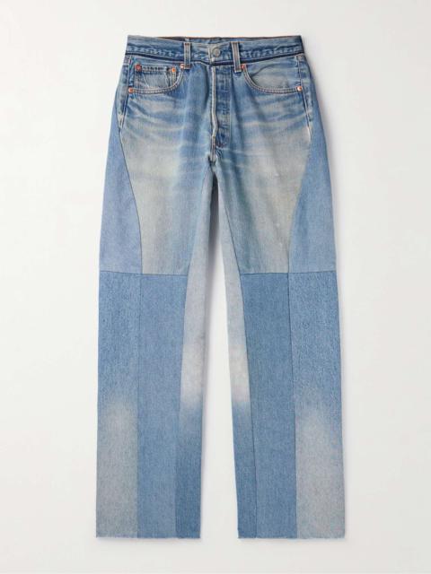 Readymade Wide-Leg Distressed Patchwork Jeans