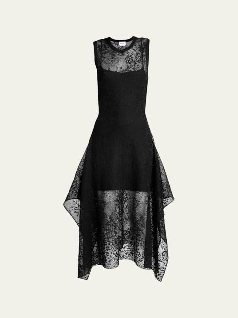 Alexander McQueen Floral Lace Semi-Sheer Sleeveless Dress