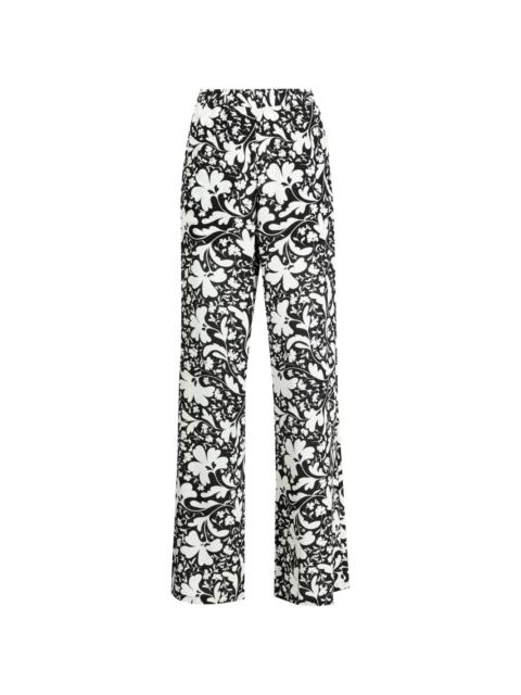 Lower floral-printe wide-leg trousers