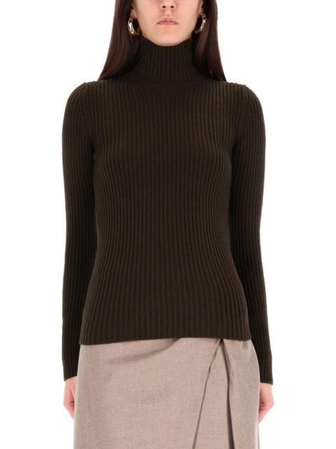 RIBBED WOOL AND CASHMERE TURTLENECK SWEATER
