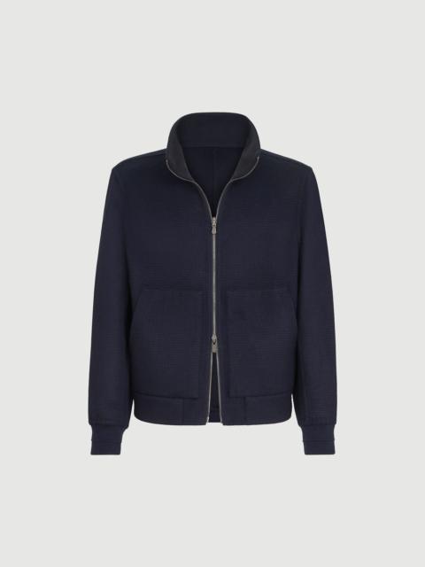 Brunello Cucinelli Hand-crafted reversible bomber jacket in cashmere Prince of Wales flannel double cloth