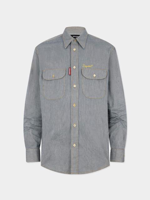 DSQUARED2 STRIPED DENIM CANADIAN VINTAGE SHIRT
