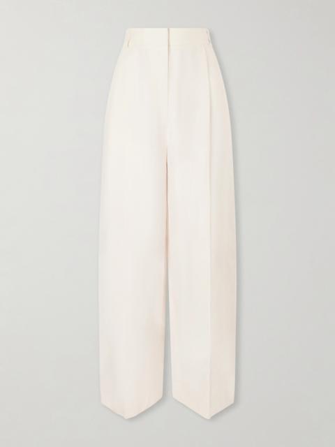 Loro Piana Lodger Linen And Wool-blend Wide-leg Pants