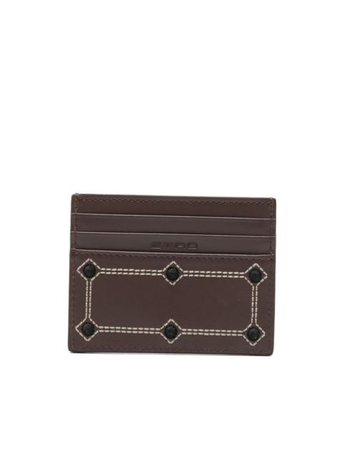 Etro embroidered leather cardholder